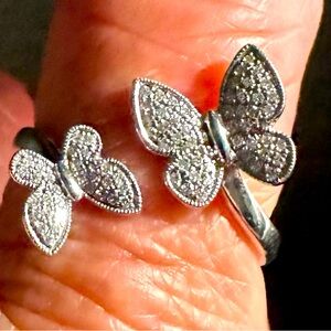 White gold and diamond butterfly ring